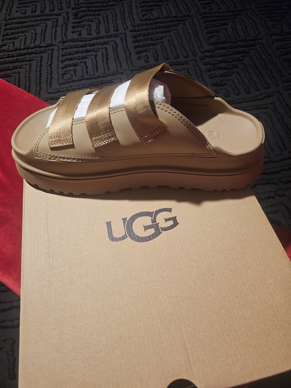 UGG Women's Tan Slide Sandals with Adjustable Straps
